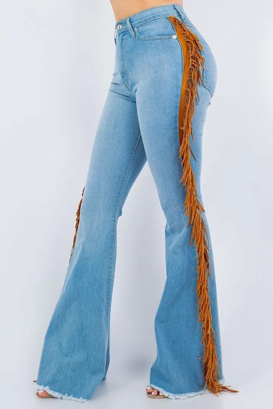 Fringe Bell Bottom In Light Blue