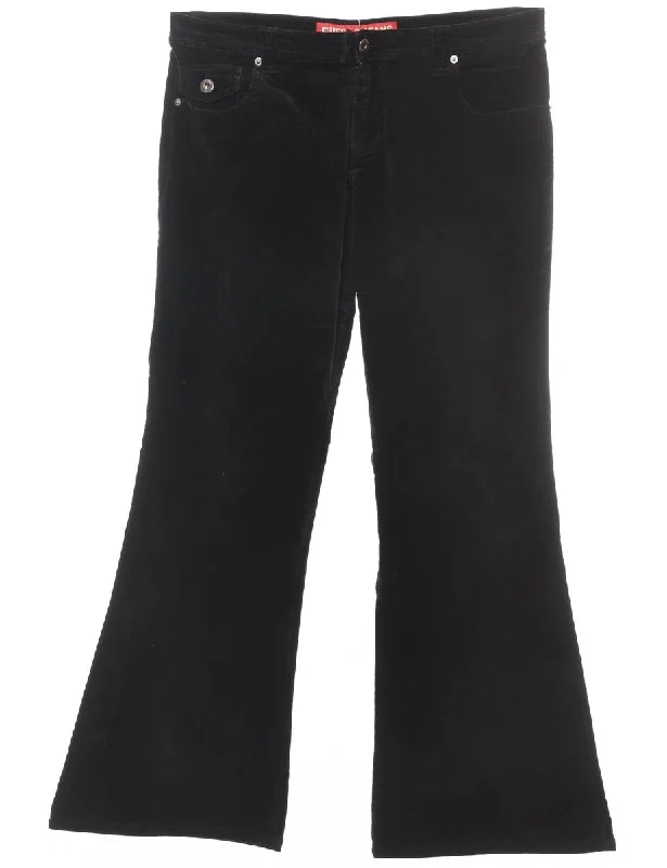 Black Y2K Corduroy Flared Trousers - W32 L31