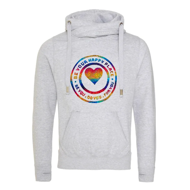 Light Grey Rainbow Cross Neck Hoodie