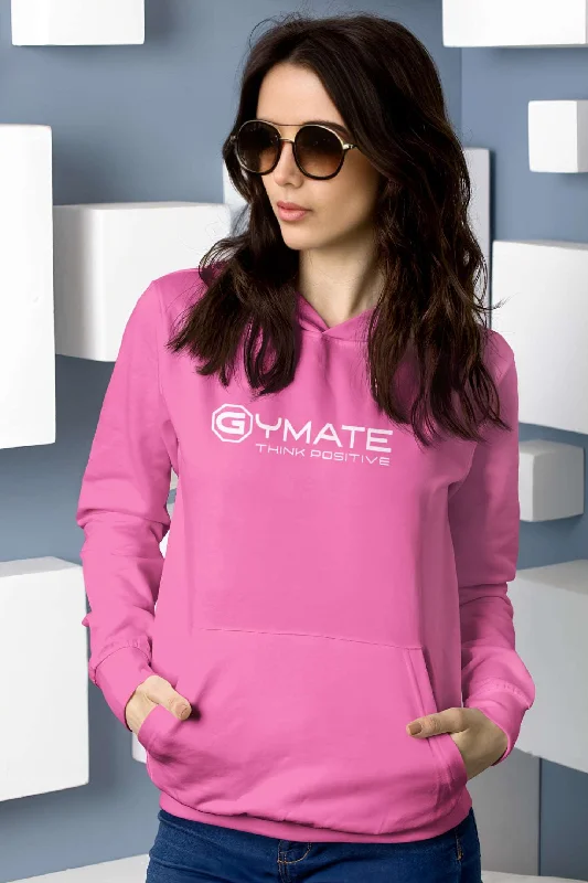 Pink Womens Hoodies Stylish Centre 'Think Positive' [colours]