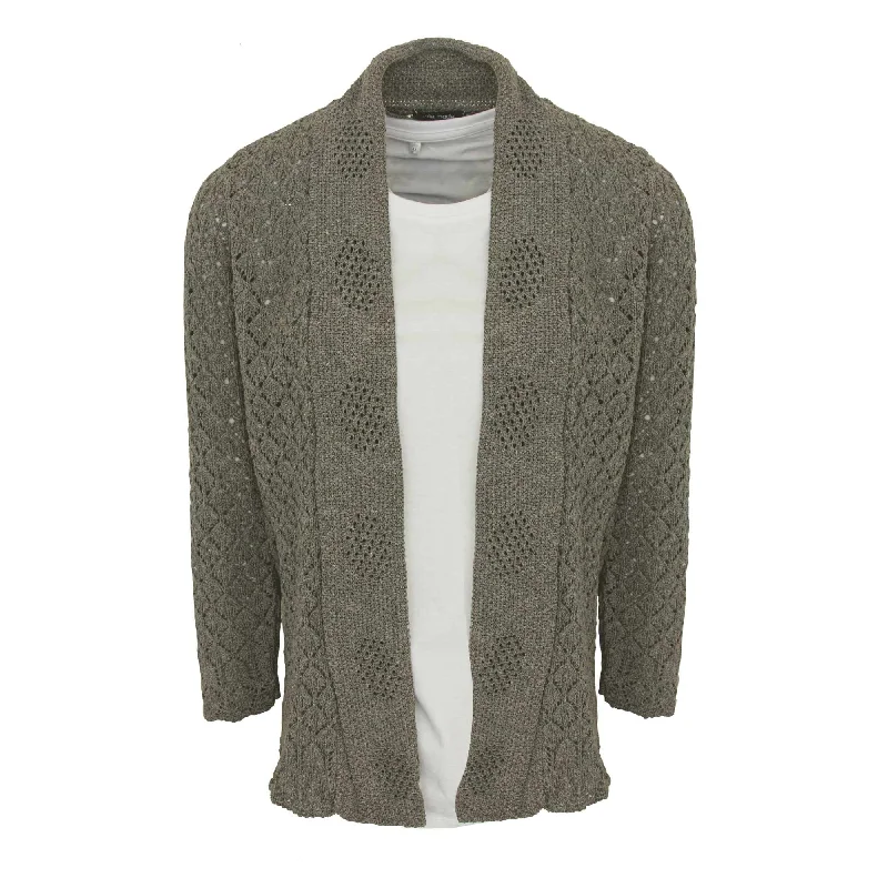 Ladies Pointelle Cardigan - Grey