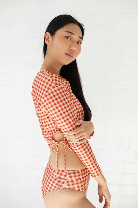 DRAWSTRING RASHIE - Gingham Paprika