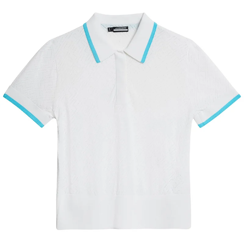 Womens Lomi Nylon Knitted Polo White - SU24