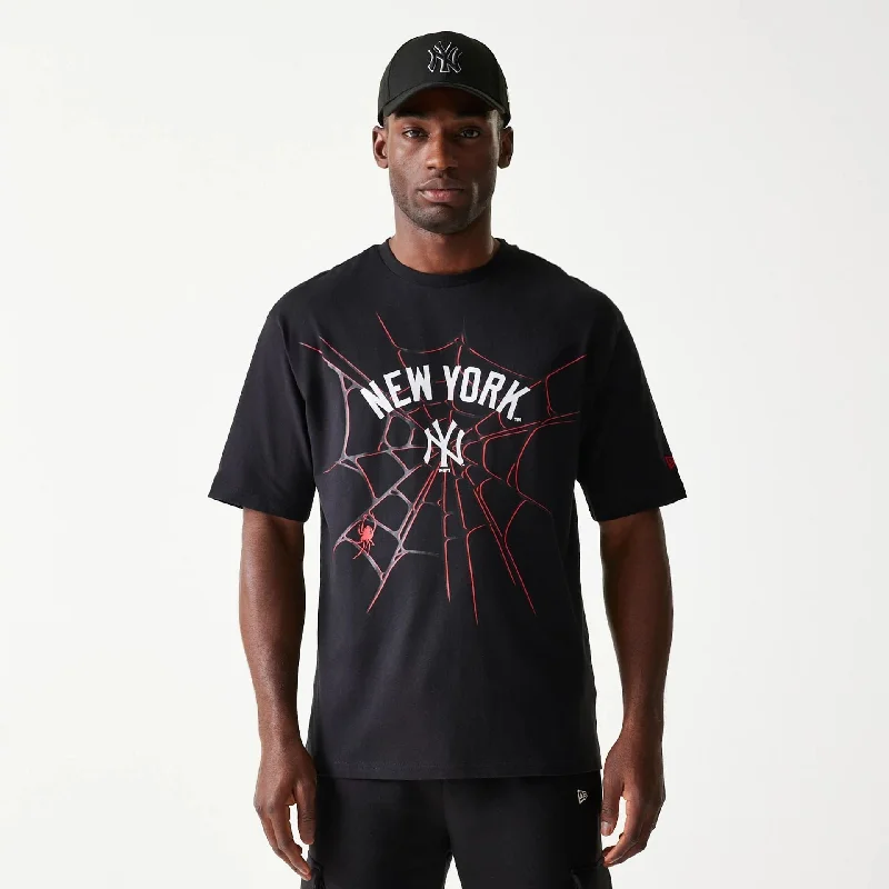 New York Yankees Spiderweb Black Oversized T-Shirt