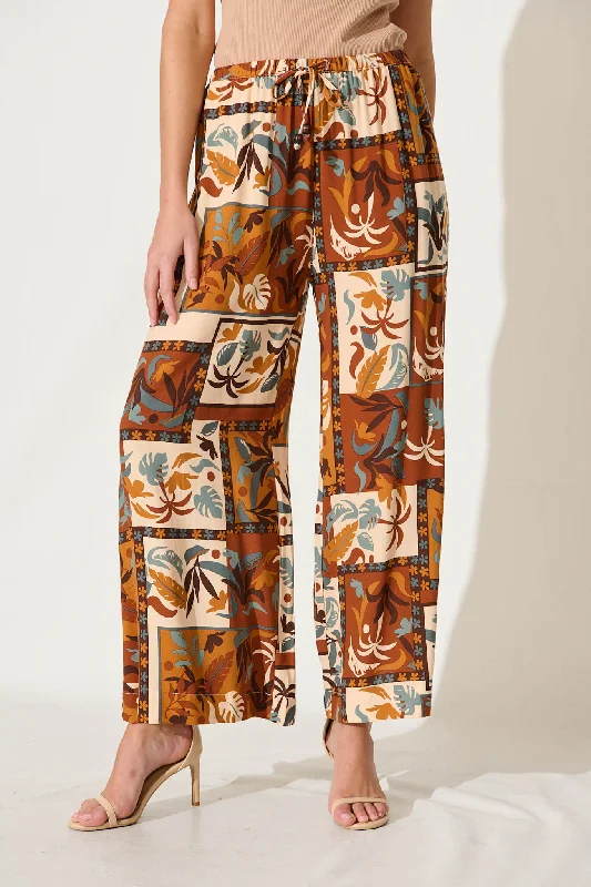 Romeo Pant In Chocolate Multi Patchwork Print