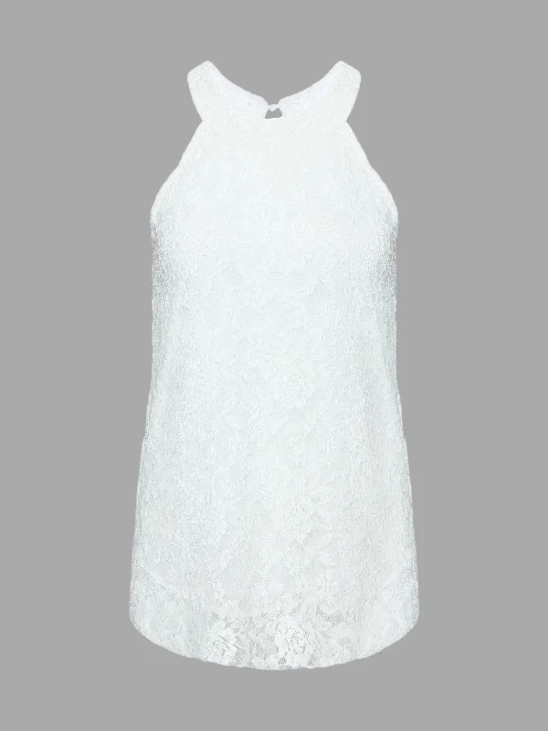 Custom Lace Vest With Halter Neck White Camis