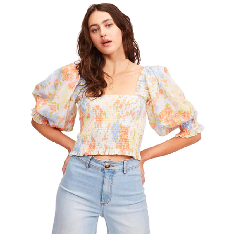 Feeling Groovy Puff Sleeve Crop Top