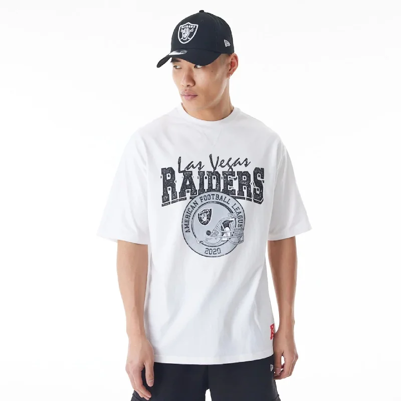 Las Vegas Raiders NFL Helmet Graphic White Oversized T-Shirt