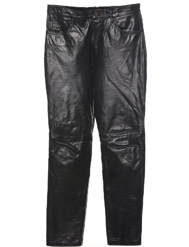 Black Leather Trousers - W30 L30