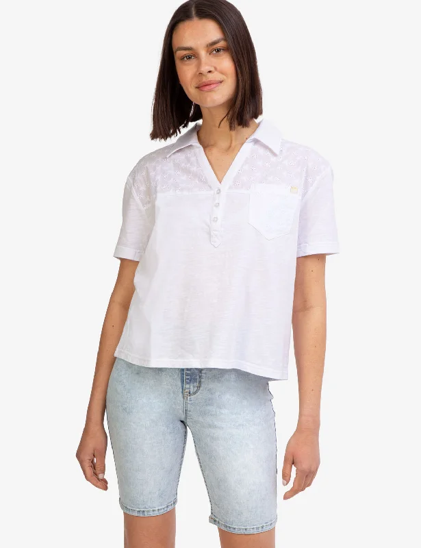 SHORT SLEEVE EYELET POLO SHIRT WITH POCKET