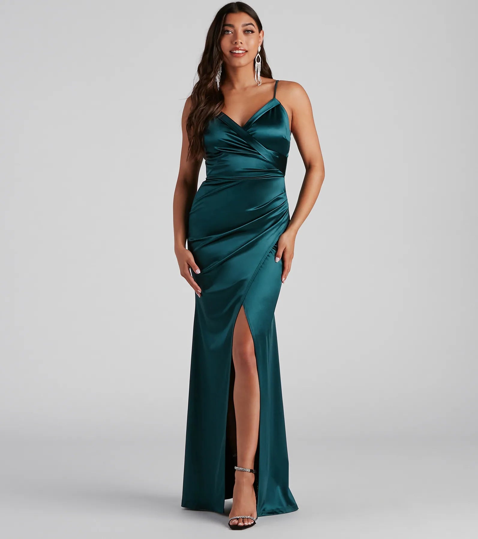 Kimia Formal Satin Wrap Gown