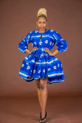 Scarlet Ankara Midi Dress | Blue African Print