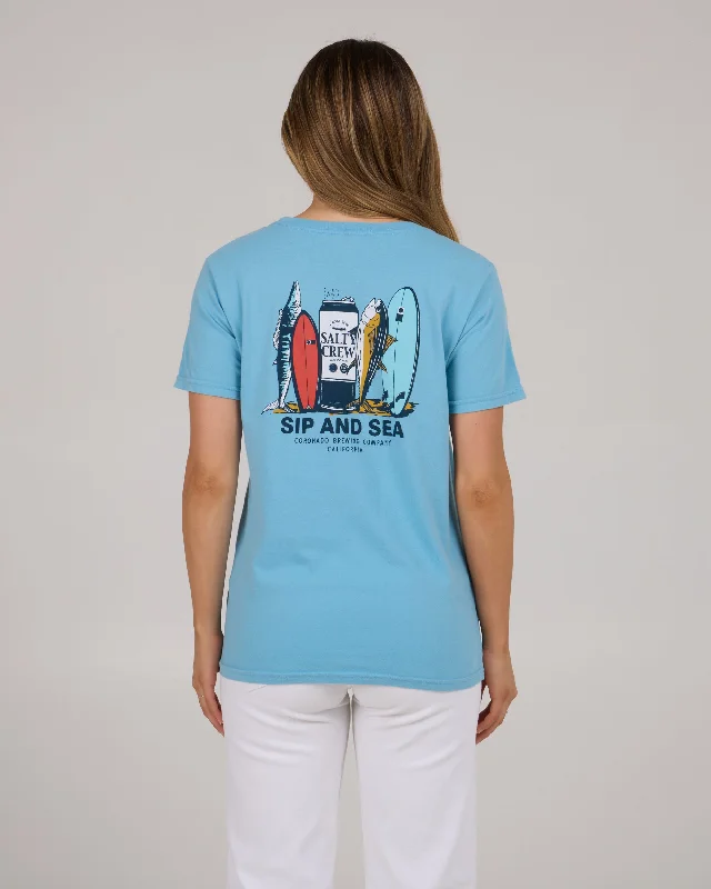 Sip And Sea Boyfriend Tee - Lagoon Blue