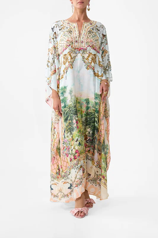 V NECK KAFTAN WITH FRONT WELT POCKETS ARCHES OF AMOR