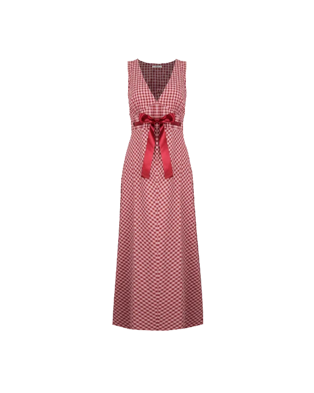 FLORY DRESS PINK BURGUNDY GINGHAM