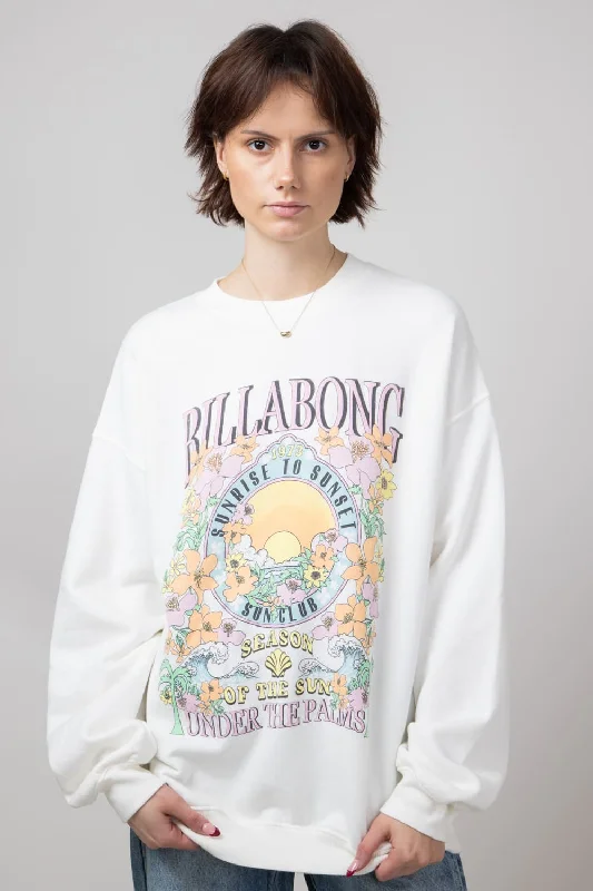 Billabong Ride In Oversized Fleece Sweatshirt for Women in White | ABJFT00281-WBB0