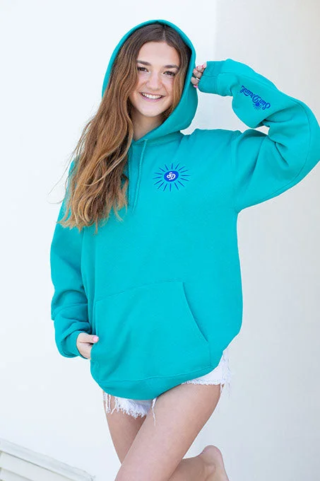 Hoodie - Teal with Sun Drunk Design