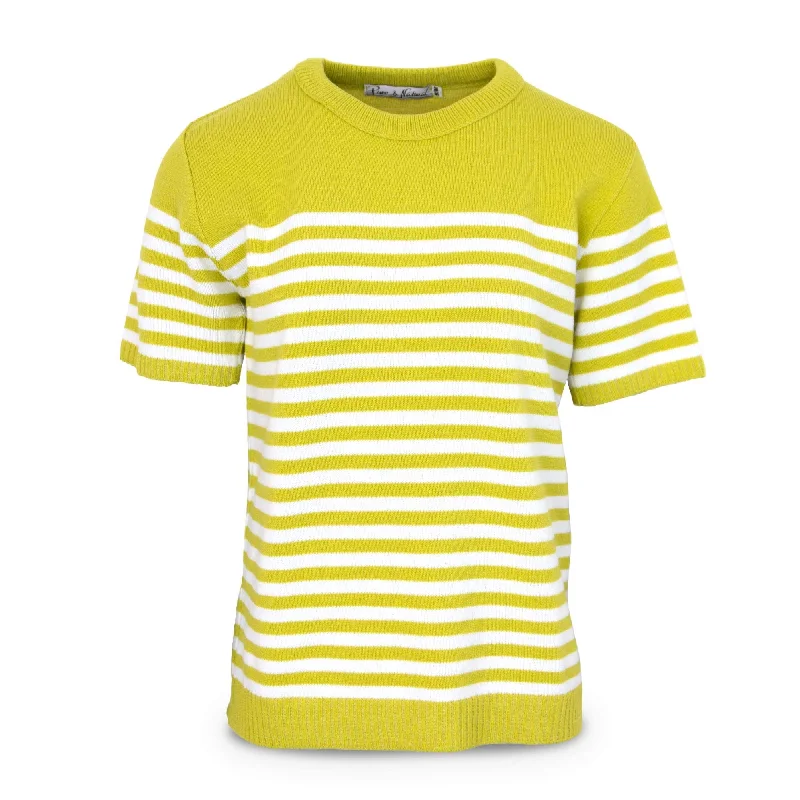 Ladies Stripe Sweater - Lime Green