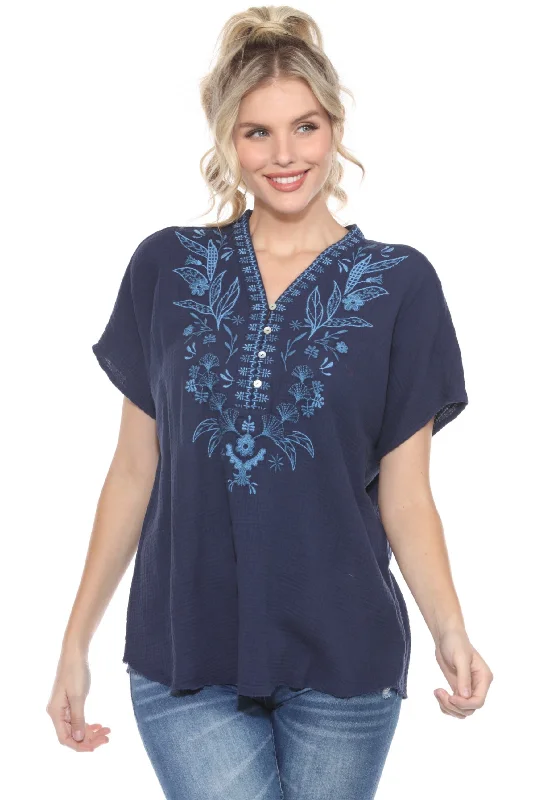 Johnny Was Calme Gauze Embroidered Poncho Top O21070 *