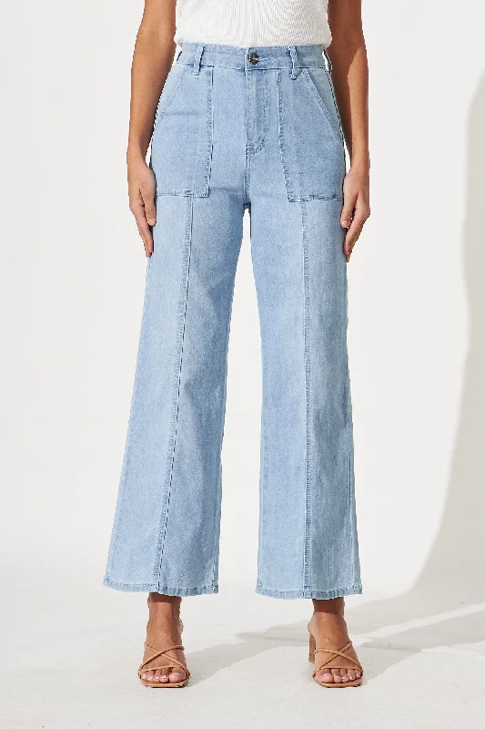 Amora High Rise Wide Leg Jean In Light Blue Denim