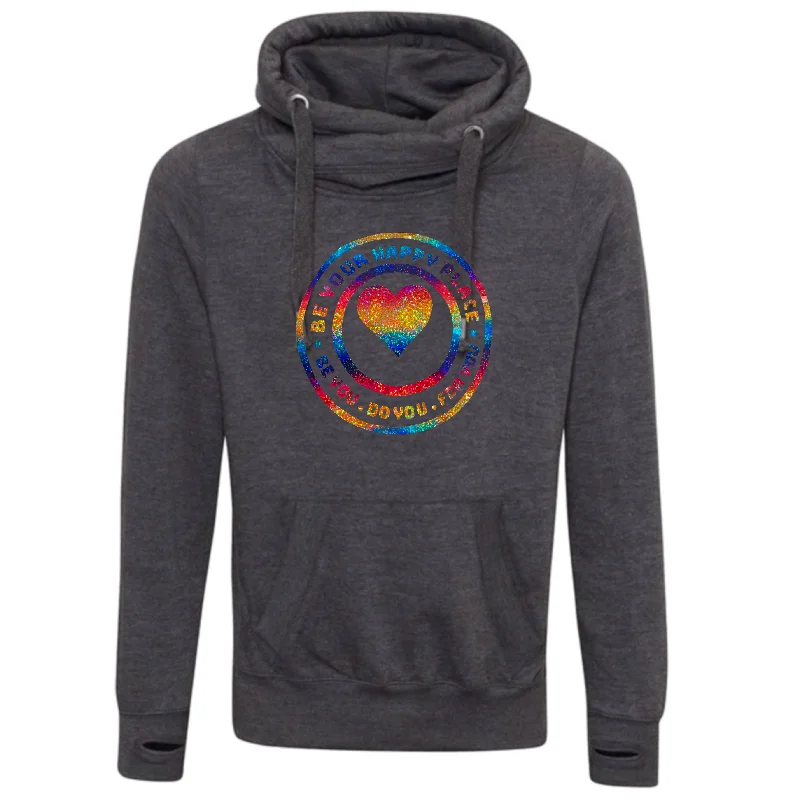 Charcoal Rainbow Cross Neck Hoodie