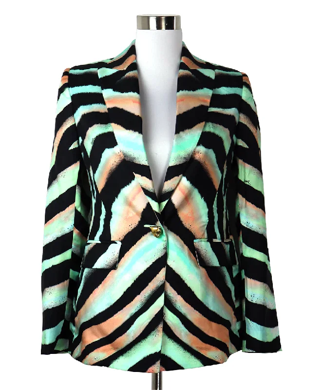 Roberto Cavalli Green & Black Animal Print Blazer sz 2