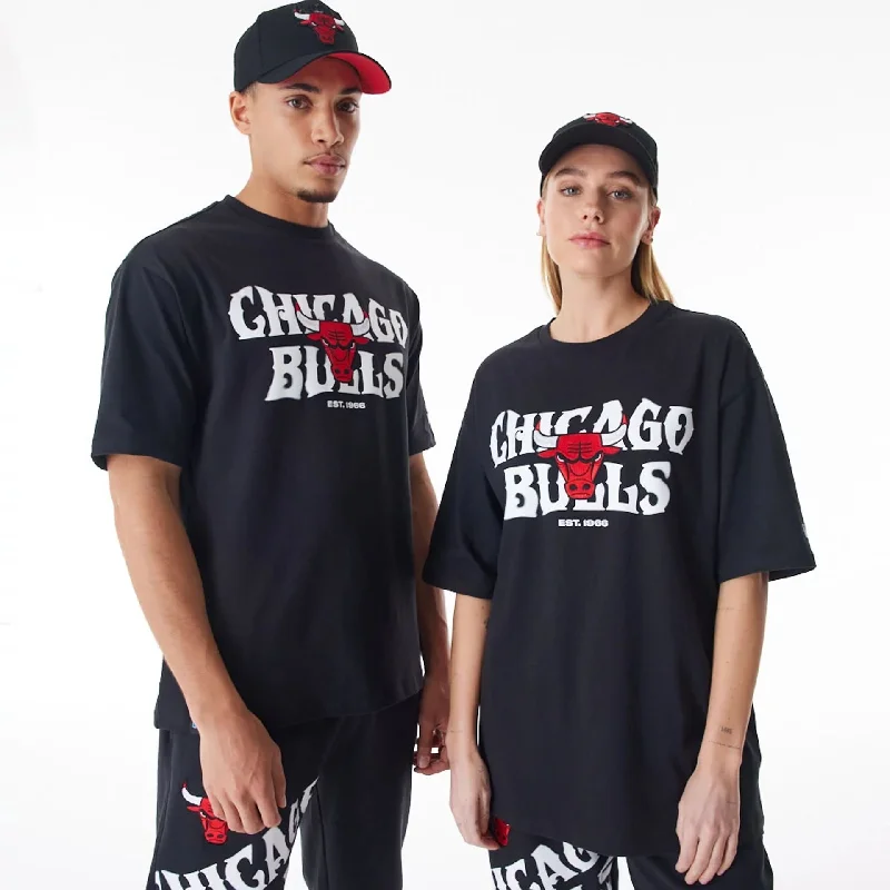 Chicago Bulls NBA Graphic Black Oversized T-Shirt