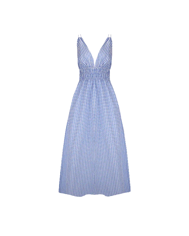 HERO MAXI DRESS BLUE GINGHAM