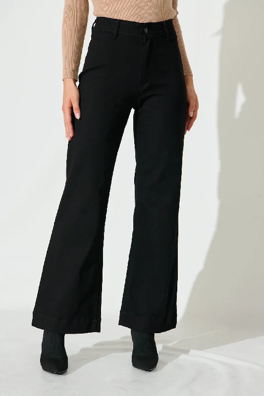 Delina High Rise Wide Leg Jean In Black Denim