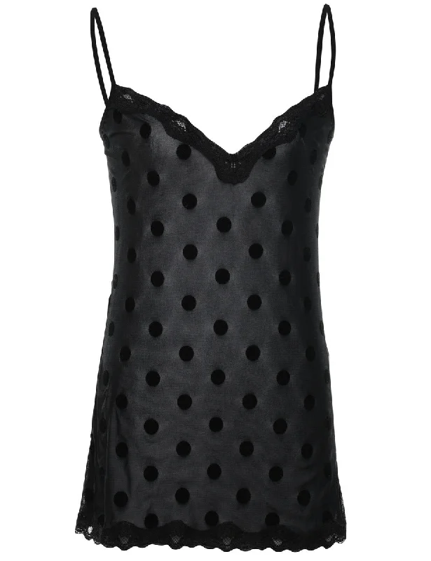 Black Sheer Patterned Strappy Slip  - S