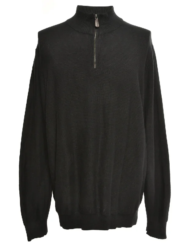 Black Quarter Zip Jumper - L