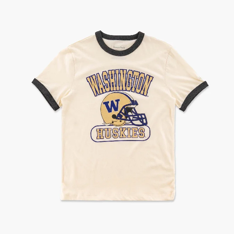 Washington Huskies Helmet Cream Ringer T-Shirt