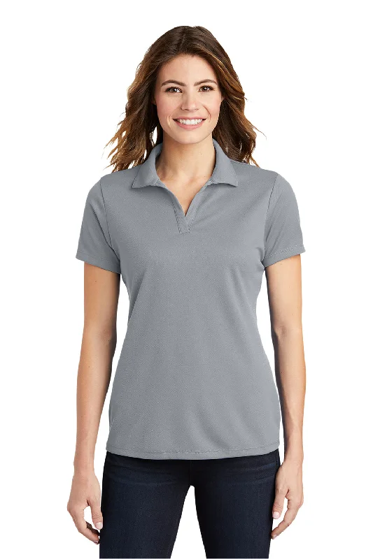 Sport-Tek Womens RacerMesh Moisture Wicking Short Sleeve Polo Shirt - Silver Grey