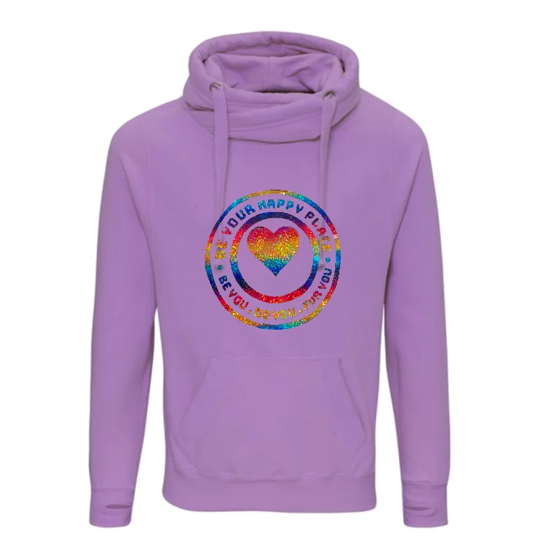 Lavender Rainbow Cross Neck Hoodie