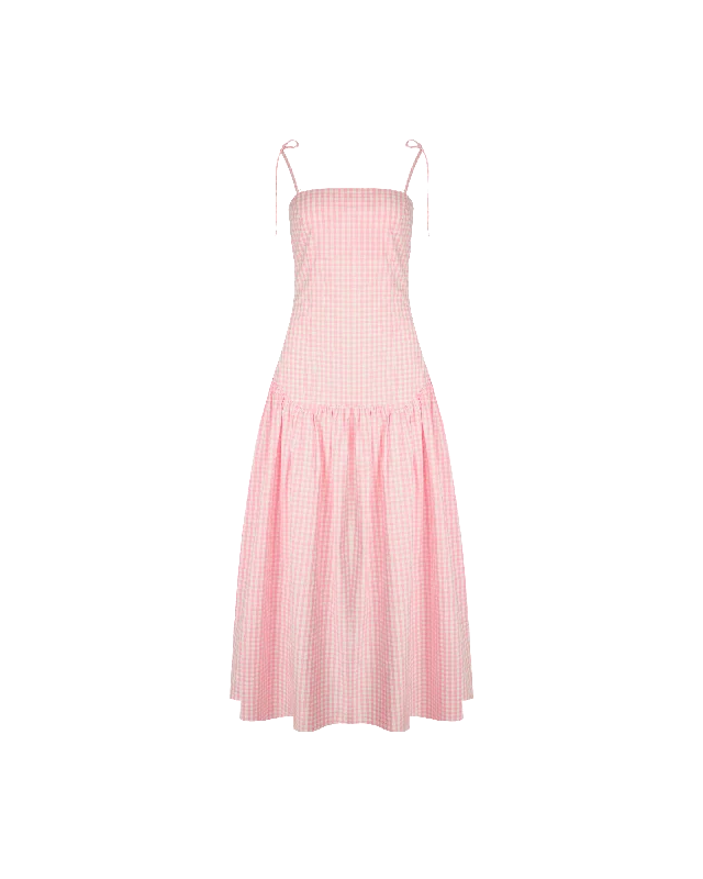 TRULLI MAXI DRESS PINK GINGHAM