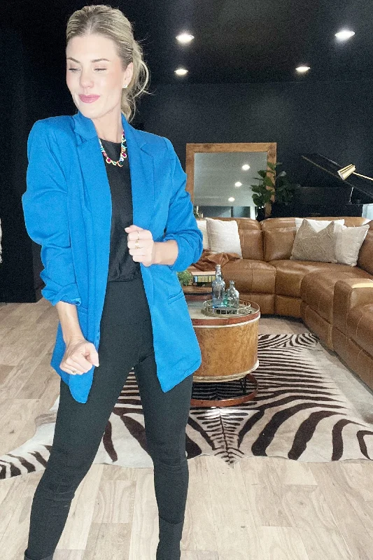 Blue Open Front Blazer