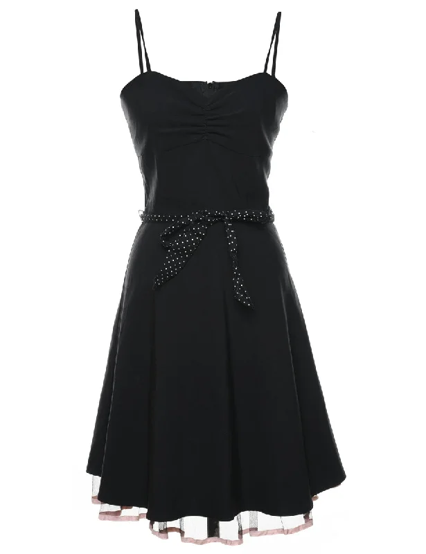 Black Strappy Skater Dress - S