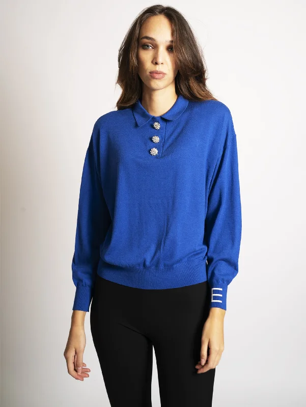 Maglia con Bottoni Gioiello Klein Blue