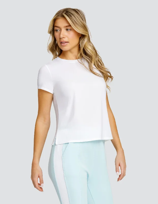 BIJOU BOXY SHORT SLEEVE TOP - CHALK WHITE