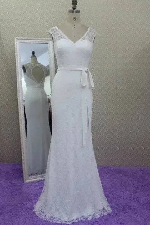 Fit&Flare Long Lace Dress for Wedding Bridal Gowns