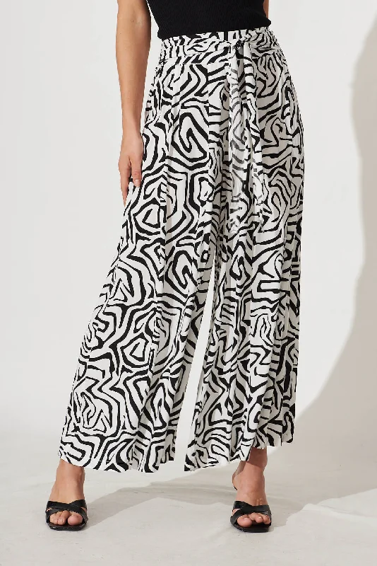 Visionary Pant In Black And White Swirl Print