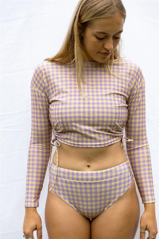 DRAWSTRING RASHIE - Gingham Lilac