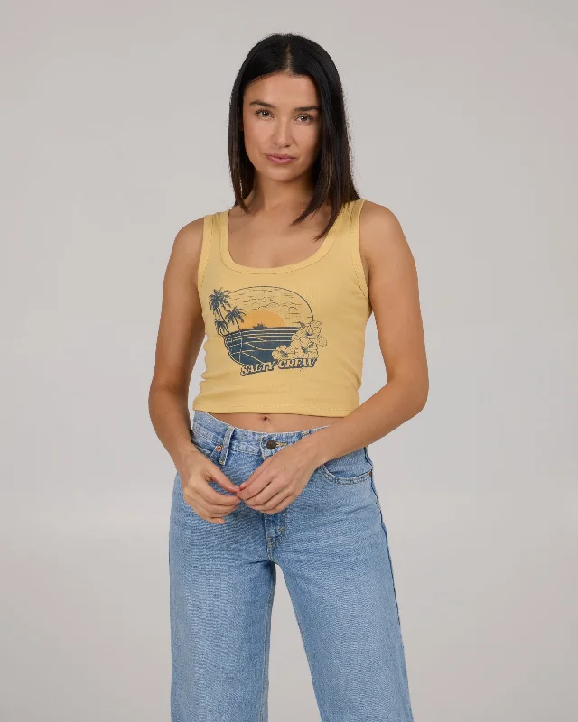 Beach Scene Tank - Dusty Gold