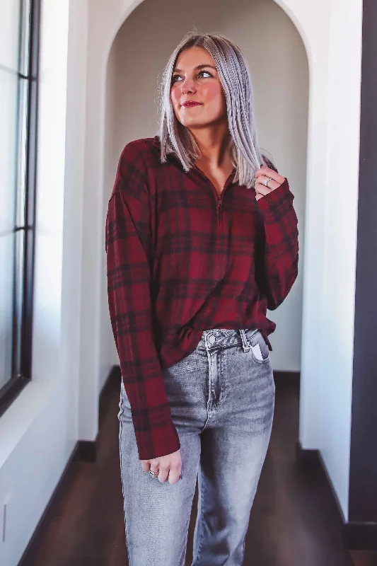 Amani Top-Burgundy Plaid-Thread & Supply