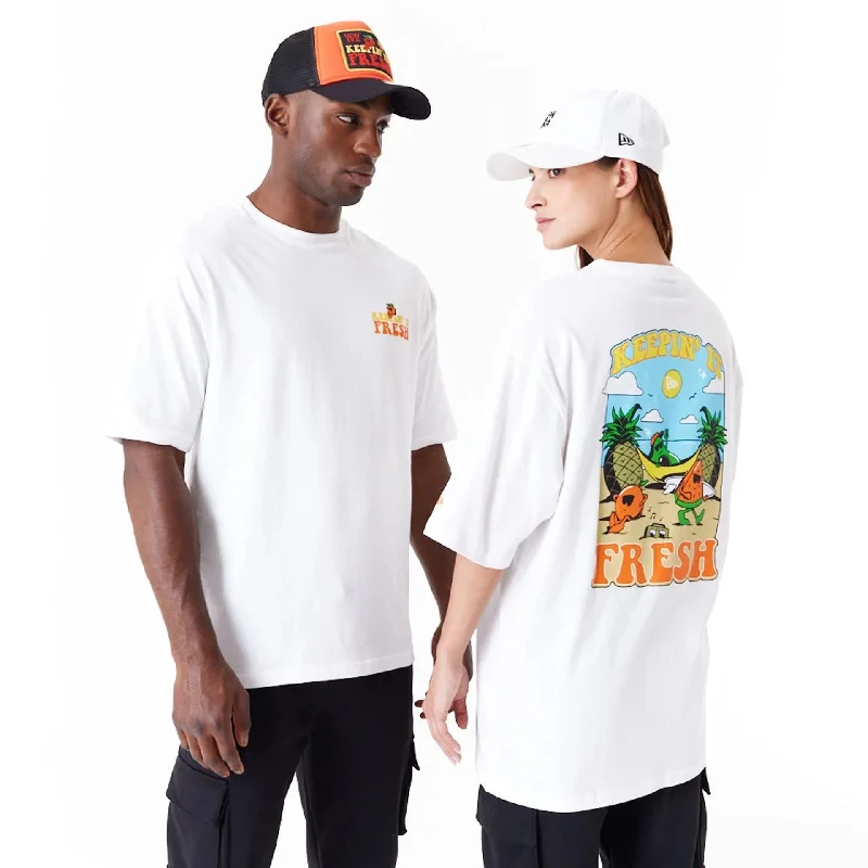 New Era Fruit Graphic White Oversized T-Shirt