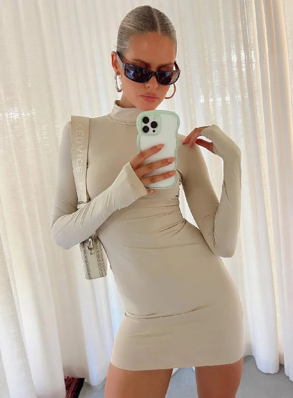 Elysium Long Sleeve Turtleneck Dress Bone