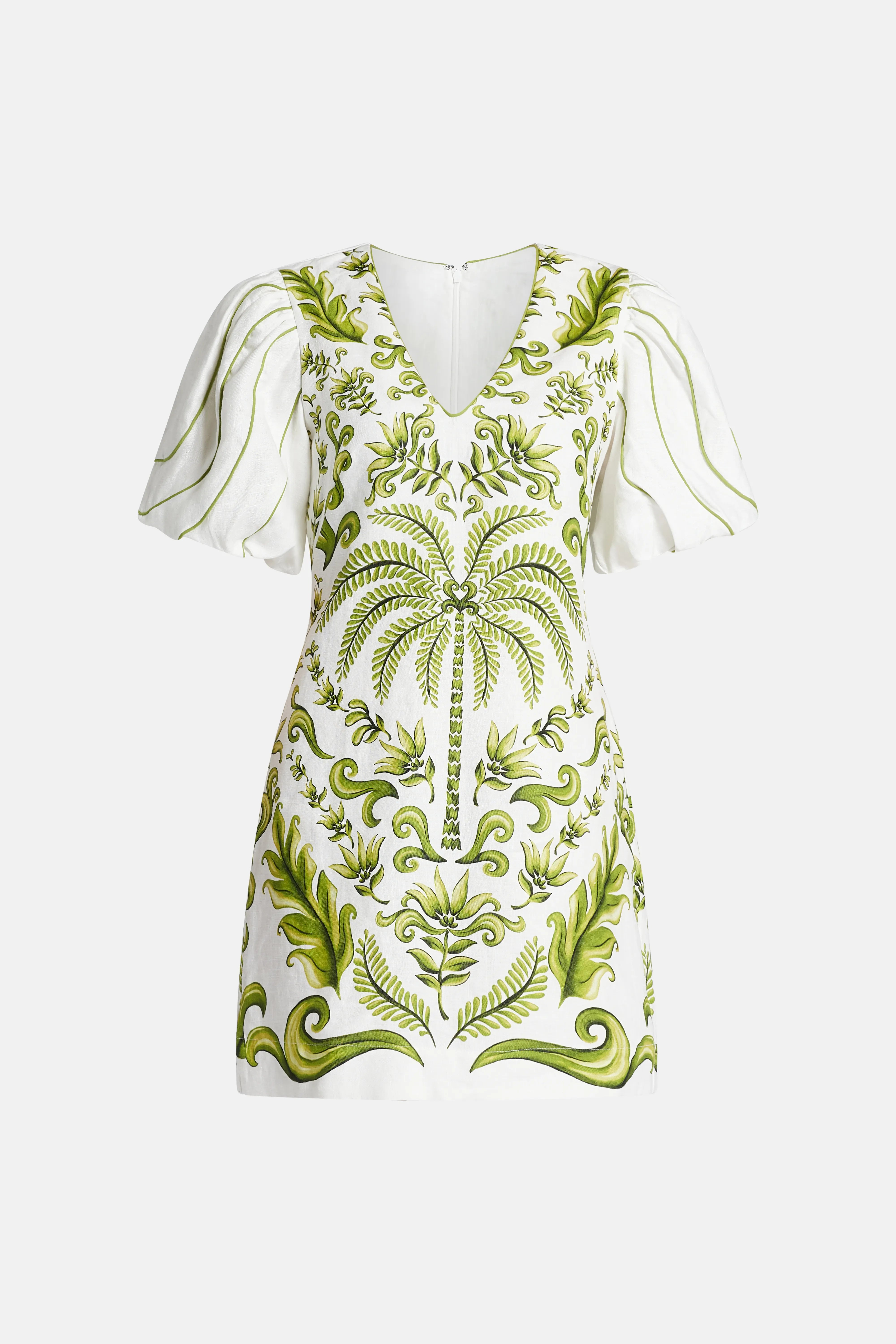 Milani V-Neck Short Sleeve Mini Dress in White and Green