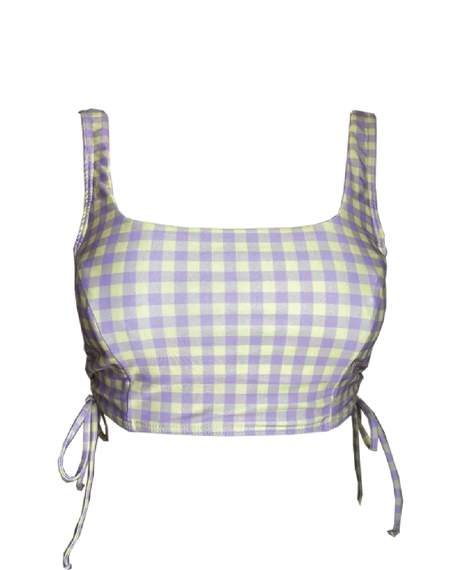 PULLOVER BIKINI TOP - Gingham Lilac