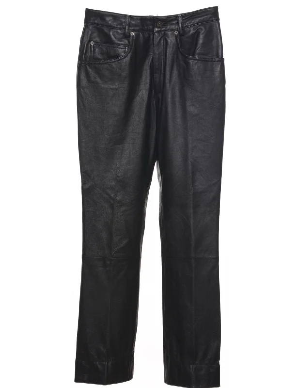 Black Leather Trousers - W29 L32