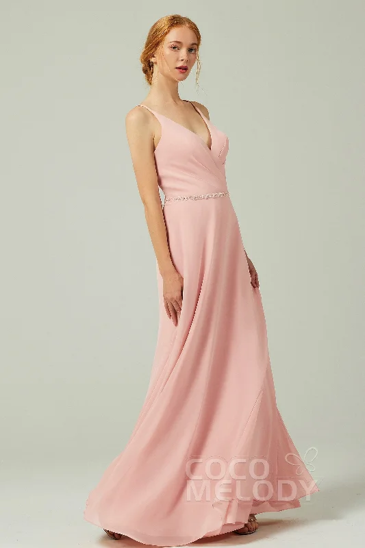 A-Line Floor Length Chiffon Bridesmaid Dress CB0303